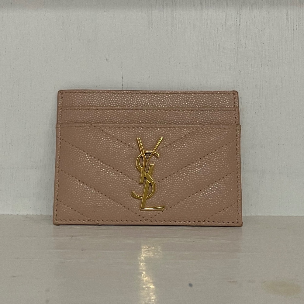 YSL Cassandre Matalassé card holder (pale pink)